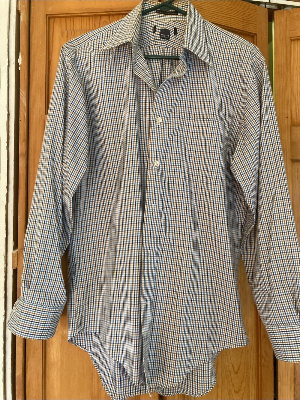 Source Unknown Blue and White Checked Dress Shirt
100%  cotton